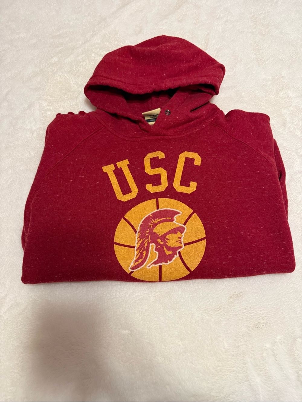 USC Men's Maroon Hoodie with Gold Trojans Logo, Size S